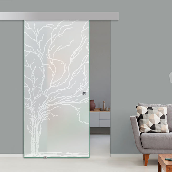 Sliding Glass Door with Floral Design Alu100 Sgbd - 0414 - DoorDiscounter