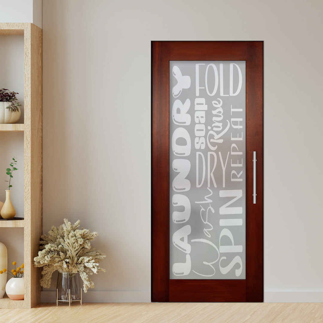 Self Closing Pivot Wooden Glass Door with Laundry Design Pwgd - 0429