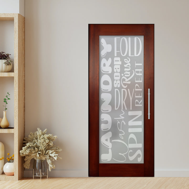Self Closing Pivot Wooden Glass Door with Laundry Design Pwgd - 0429