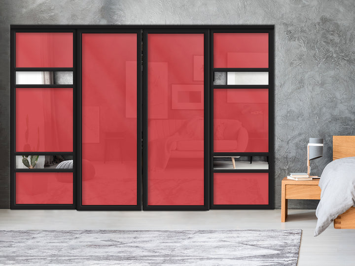 Sliding Bypass Closet Door with Glass & Mirror Panel Inserts MBS4 -0553 - DoorDiscounter