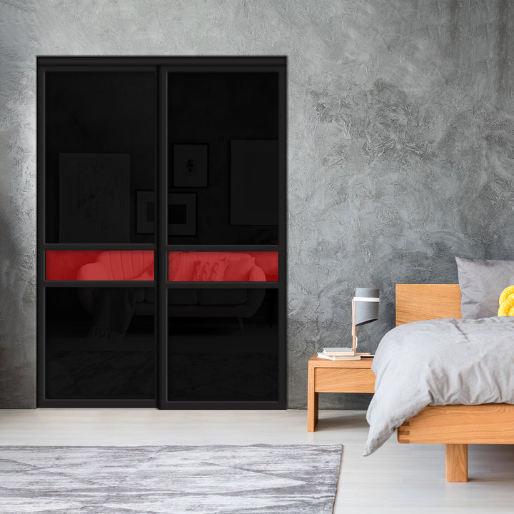 Sliding Bypass Closet Door with Glass & Mirror Panel Inserts MBS2 - 0728 - DoorDiscounter
