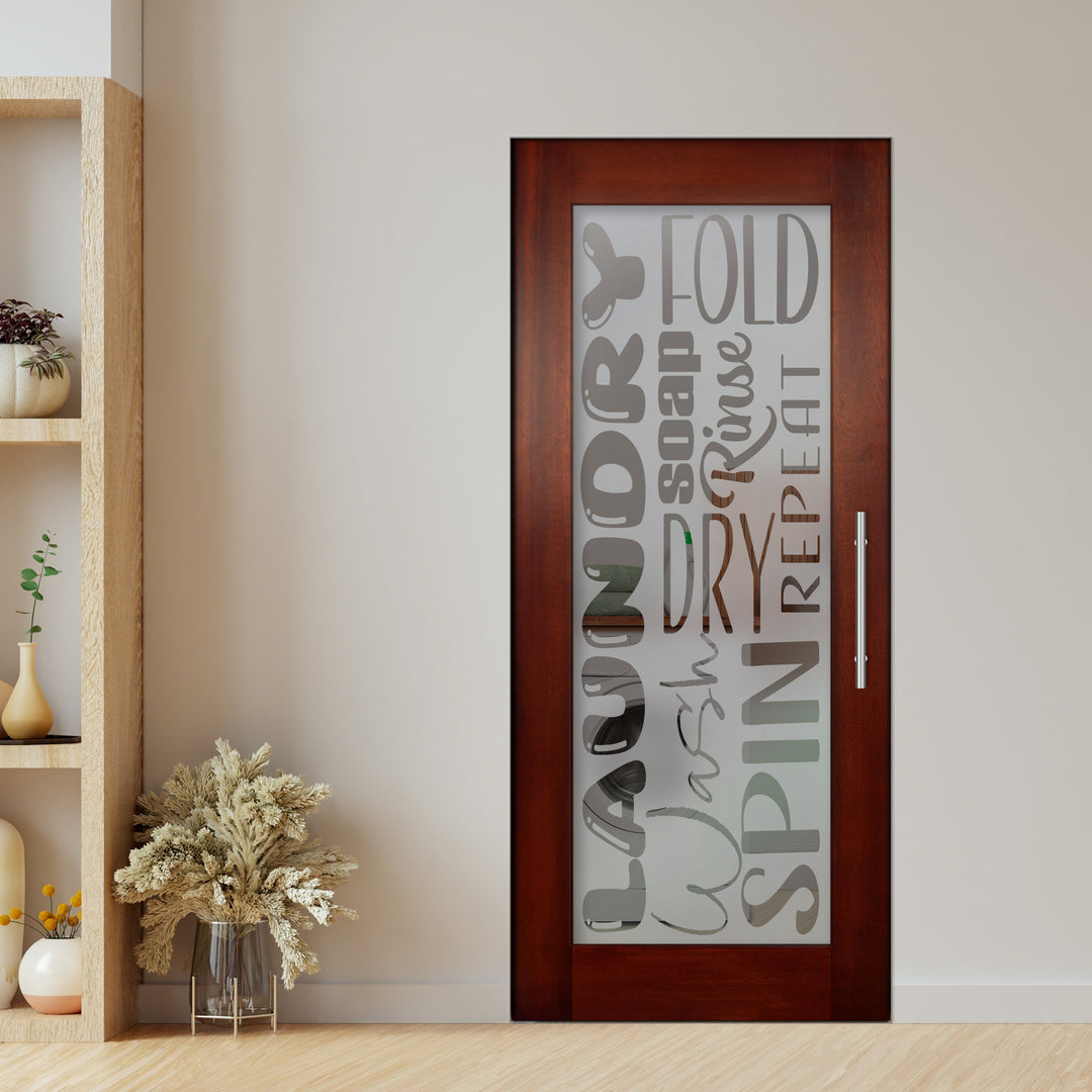 Self Closing Pivot Wooden Glass Door with Laundry Design Pwgd - 0429