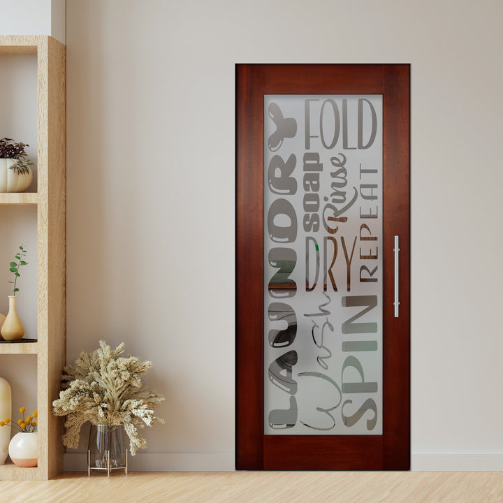 Self Closing Pivot Wooden Glass Door with Laundry Design Pwgd - 0429