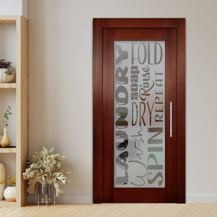 Self Closing Pivot Wooden Glass Door with Laundry Design Pwgd - 0429
