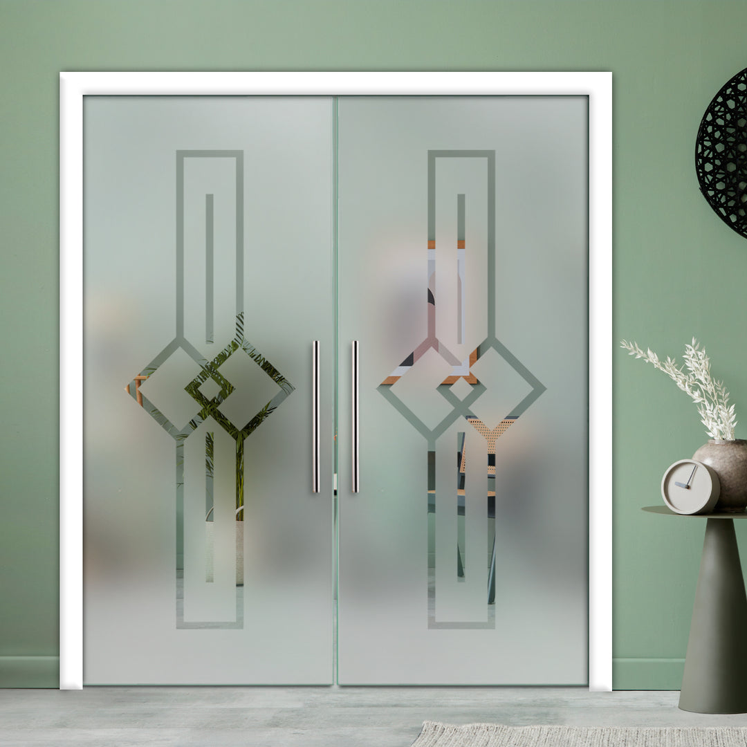 DOUBLE SLIDING POCKET GLASS DOOR WITH TRACK SYSTEM DPTS - 2593 - DoorDiscounter