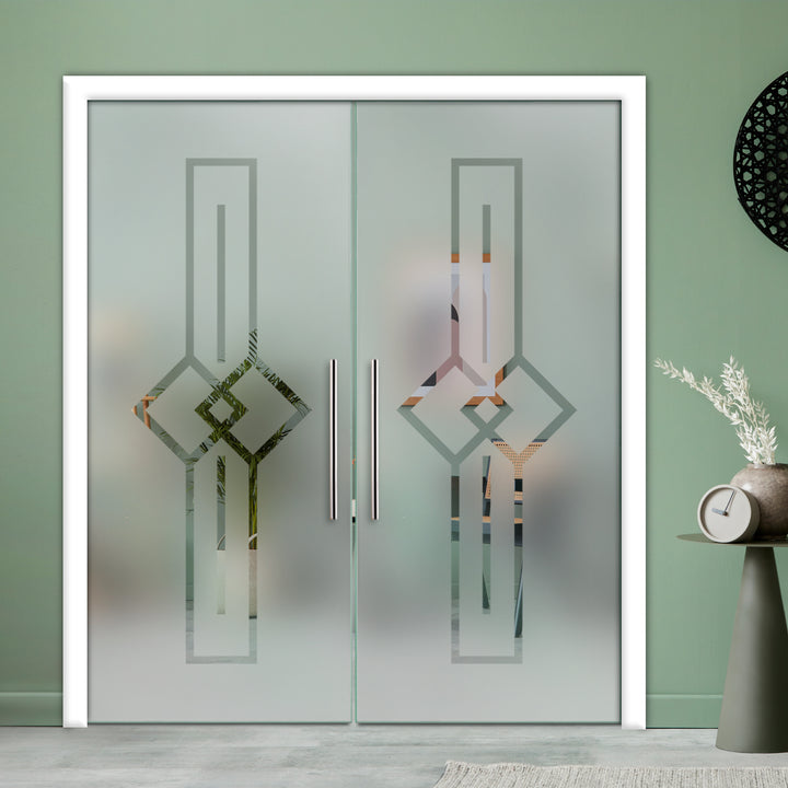 DOUBLE SLIDING POCKET GLASS DOOR WITH TRACK SYSTEM DPTS - 2593 - DoorDiscounter