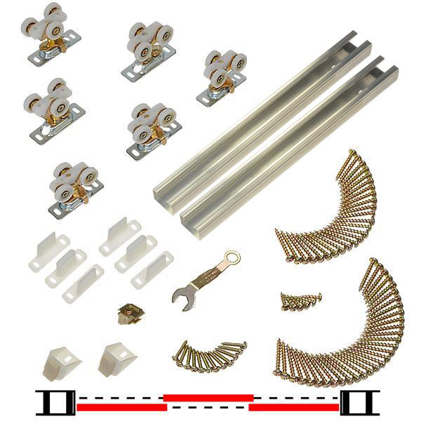 3 Leaf Bypass Sliding Closet Door with Modern Engraved Design & Hardware Kit 3SCD- 0122 - DoorDiscounter