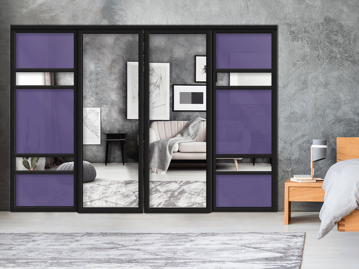 Sliding Bypass Closet Door with Glass & Mirror Panel Inserts MBS4 - 0551 - DoorDiscounter