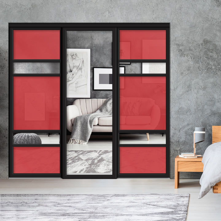 Sliding Bypass Closet Door with Glass & Mirror Panel Inserts MBSD - 0539 - DoorDiscounter