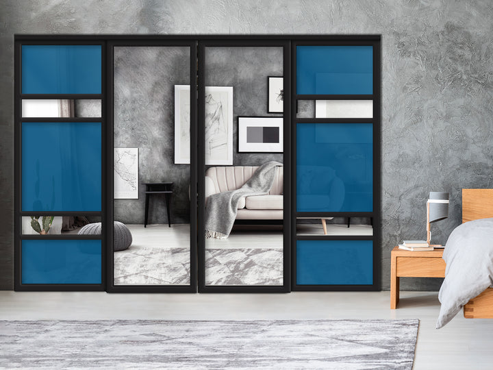 Sliding Bypass Closet Door with Glass & Mirror Panel Inserts MBS4 -0556 - DoorDiscounter