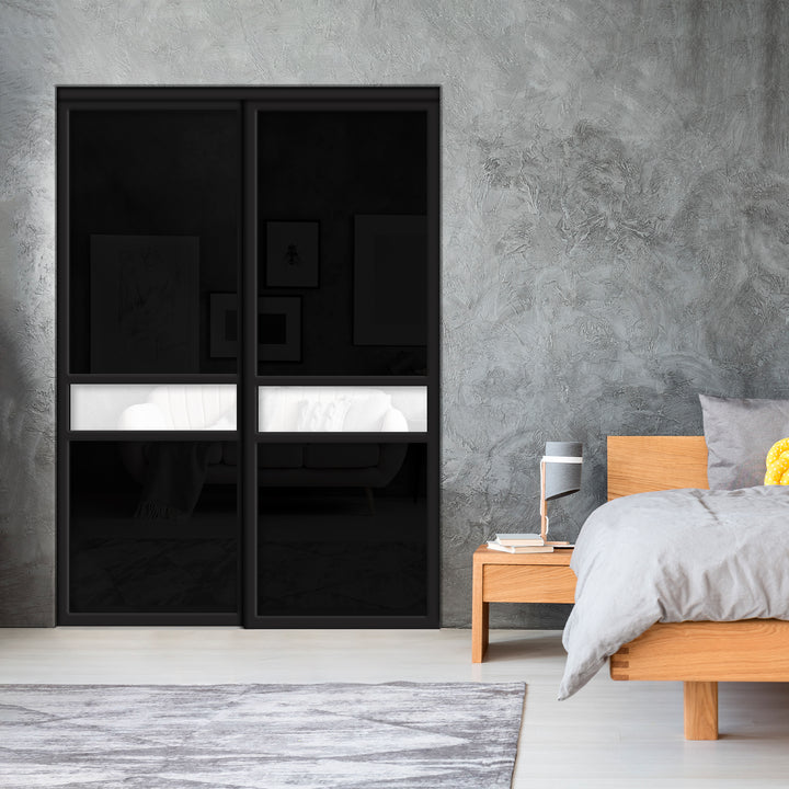 Sliding Bypass Closet Door with Glass & Mirror Panel Inserts MBS2 - 0728 - DoorDiscounter
