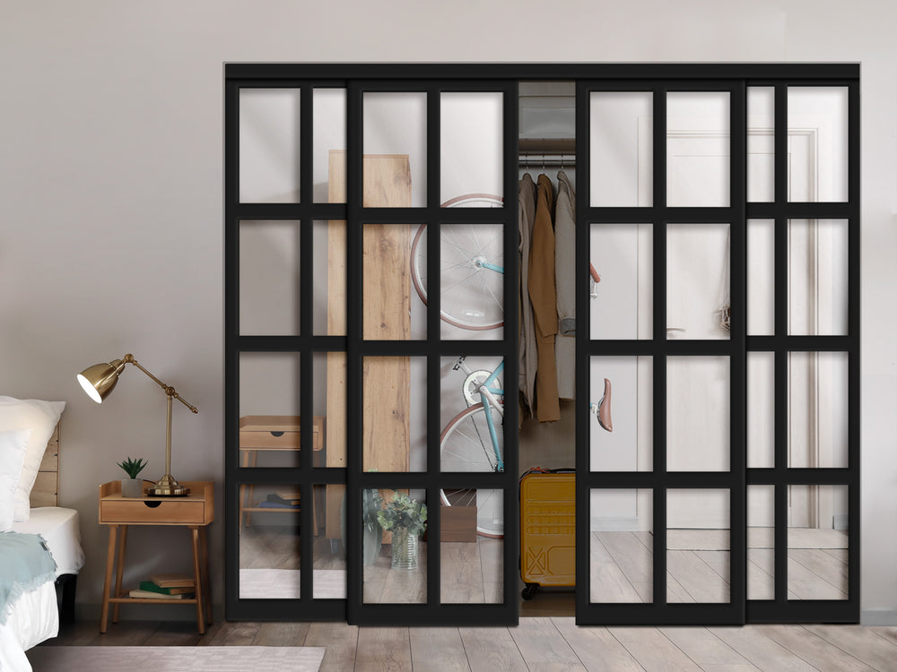 4 Leaf Mirror Industrial Style  Closet Sliding  Doors BMS4 - 3251 - DoorDiscounter