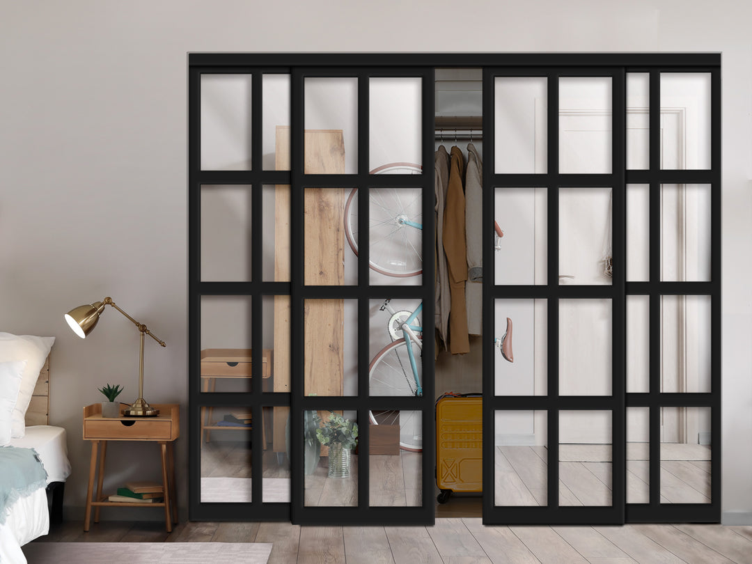 4 Leaf Mirror Industrial Style  Closet Sliding  Doors BMS4 - 3251 - DoorDiscounter