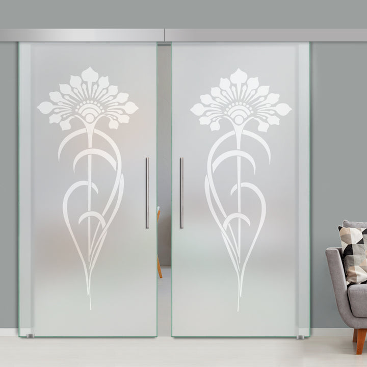 Double Sliding Glass Barn Door A100 SGB2 - 3762 - DoorDiscounter