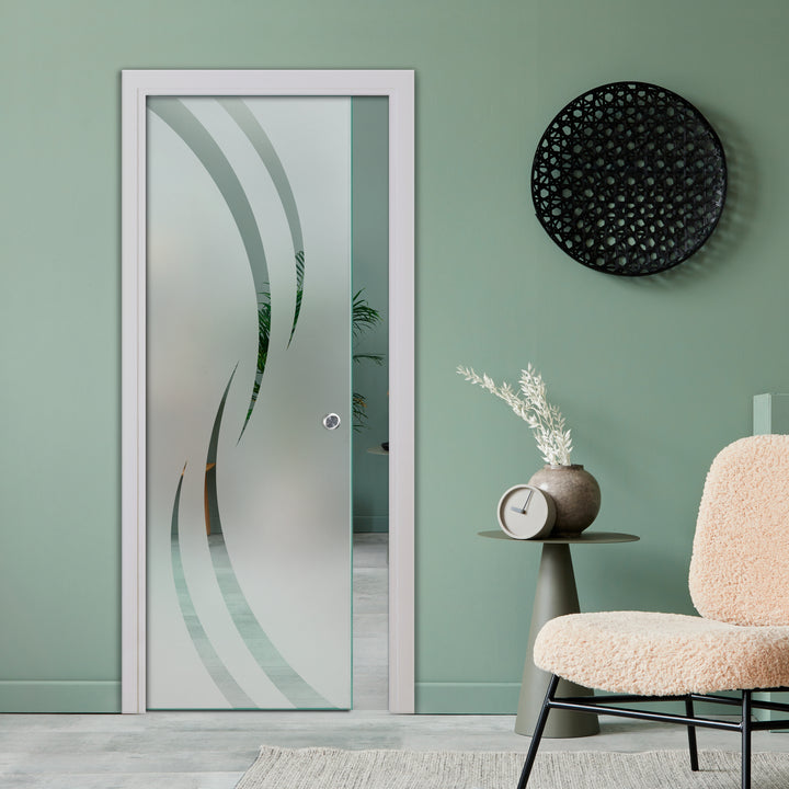 SLIDING POCKET GLASS DOOR WITH TRACK SYSTEM SPTS - 2542 - DoorDiscounter