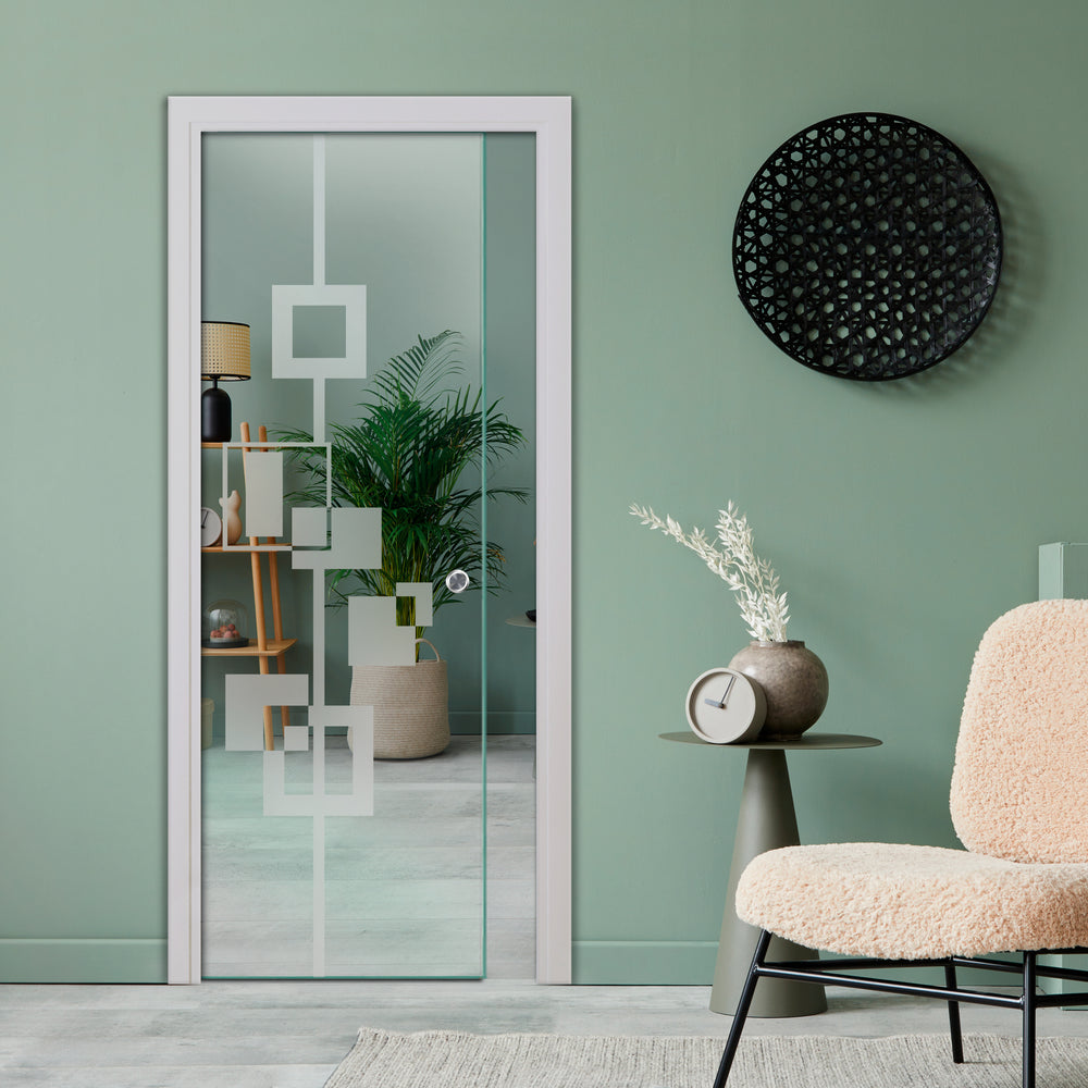 SLIDING POCKET GLASS DOOR WITH TRACK SYSTEM SPTS - 2548 - DoorDiscounter