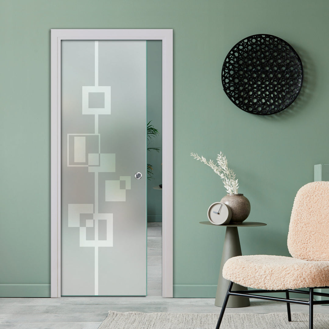 SLIDING POCKET GLASS DOOR WITH TRACK SYSTEM SPTS - 2548 - DoorDiscounter