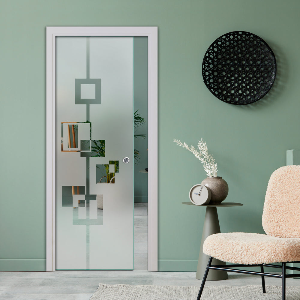 SLIDING POCKET GLASS DOOR WITH TRACK SYSTEM SPTS - 2548 - DoorDiscounter