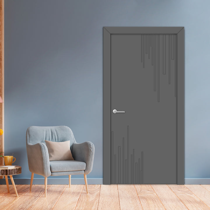 Interior Hinged Flush Door with Engraved Design IHFD - 1288 - DoorDiscounter