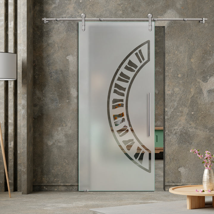 GLASS SLIDING BARN DOOR WITH DESIGN V1000 GSBD - 1444 - DoorDiscounter