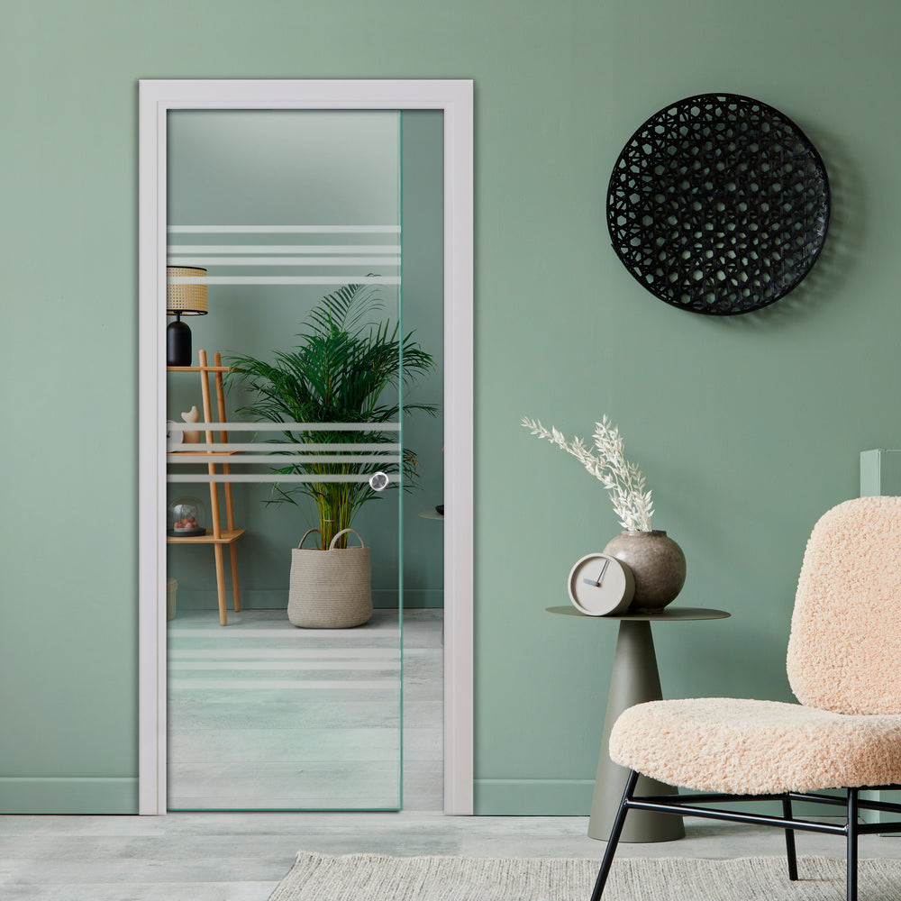 SLIDING POCKET GLASS DOOR WITH TRACK SYSTEM SPTS - 2537 - DoorDiscounter
