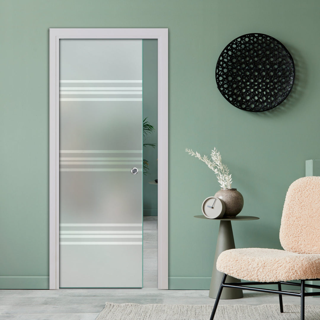 SLIDING POCKET GLASS DOOR WITH TRACK SYSTEM SPTS - 2537 - DoorDiscounter