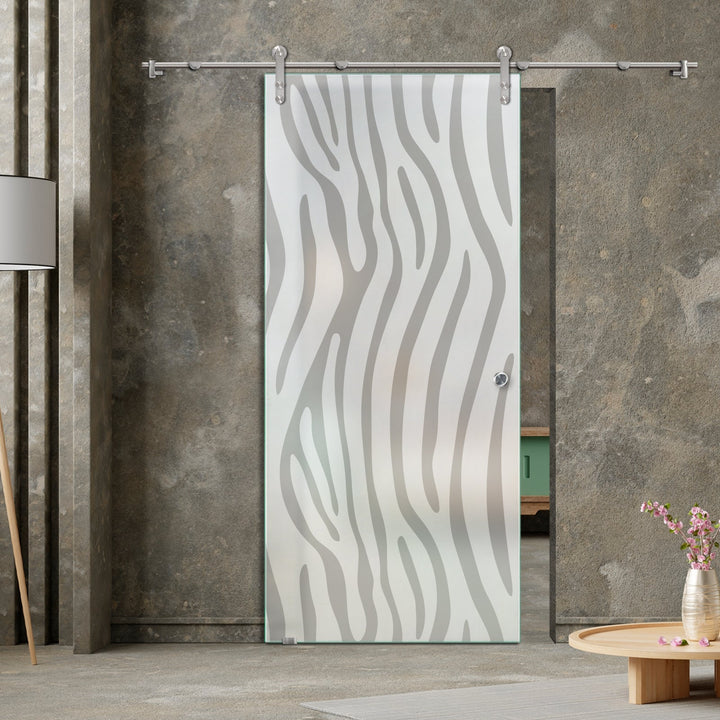 GLASS SLIDING BARN DOOR WITH DESIGN V1000 GSBD - 1448 - DoorDiscounter