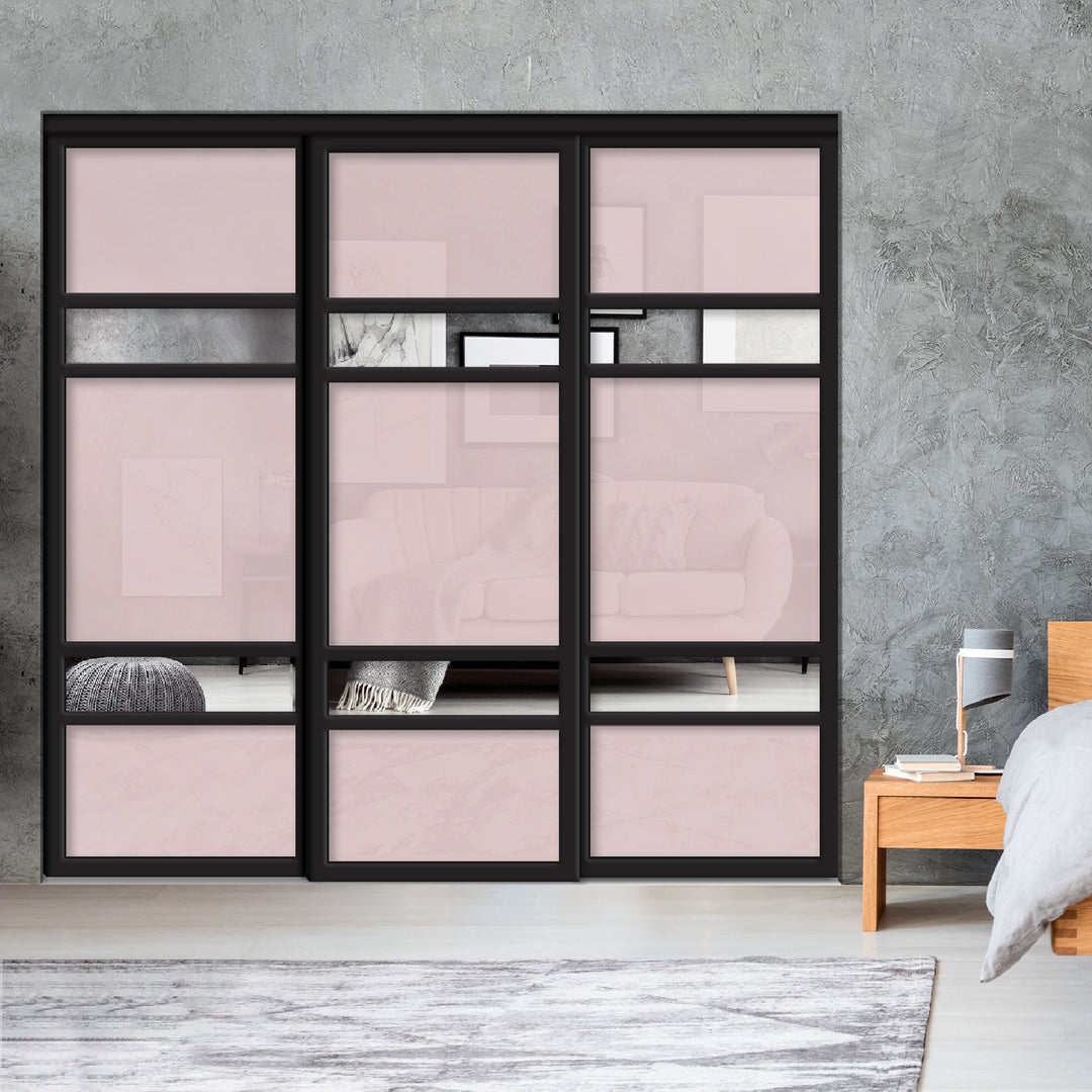 Sliding Bypass Closet Door with Glass & Mirror Panel Inserts MBSD - 0540 - DoorDiscounter