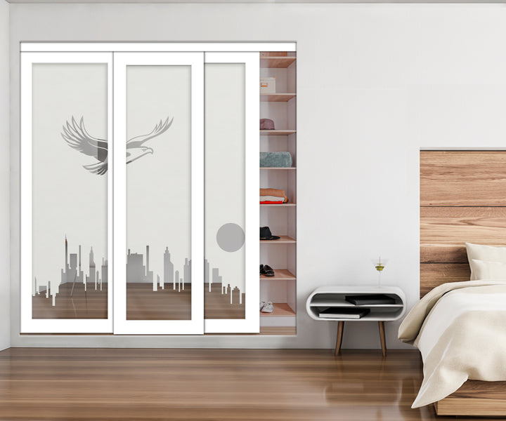 3 Leaf Mirror Effect Bypass Closet Door MEC3 - 0187 - DoorDiscounter