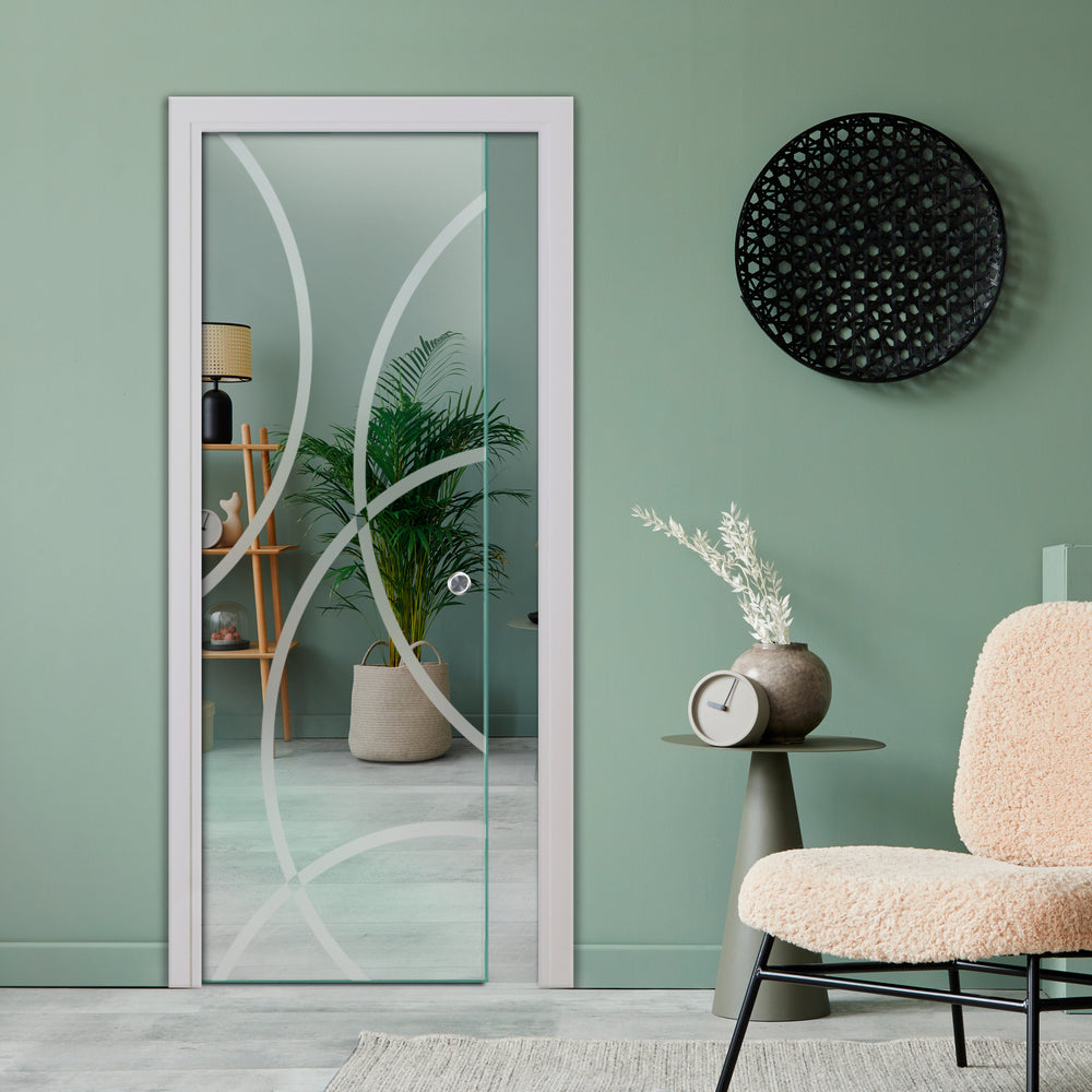 SLIDING POCKET GLASS DOOR WITH TRACK SYSTEM SPTS - 2557 - DoorDiscounter