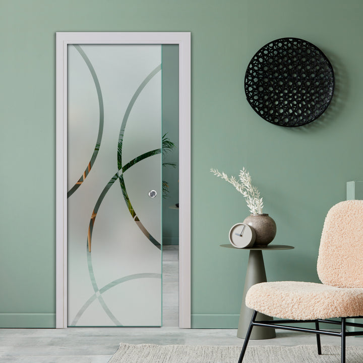 SLIDING POCKET GLASS DOOR WITH TRACK SYSTEM SPTS - 2557 - DoorDiscounter