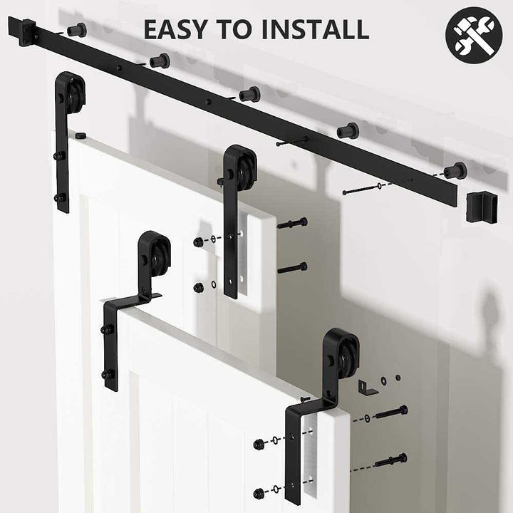 Carbon Steel Sliding Wood Barn Door Hardware Kit CSHK - 3432 - DoorDiscounter