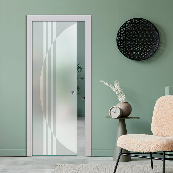 SLIDING POCKET GLASS DOOR WITH TRACK SYSTEM SPTS - 2560 - DoorDiscounter