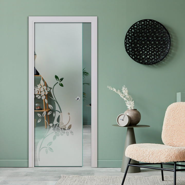 SLIDING POCKET GLASS DOOR WITH TRACK SYSTEM SPTS - 2519 - DoorDiscounter
