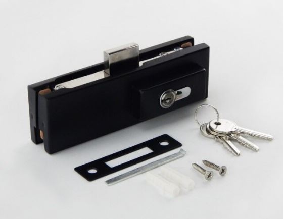 Frameless Glass Door Floor Lock Latch With Key Commercial Entry Partition Stainless Steel BKMK - 3176 - DoorDiscounter