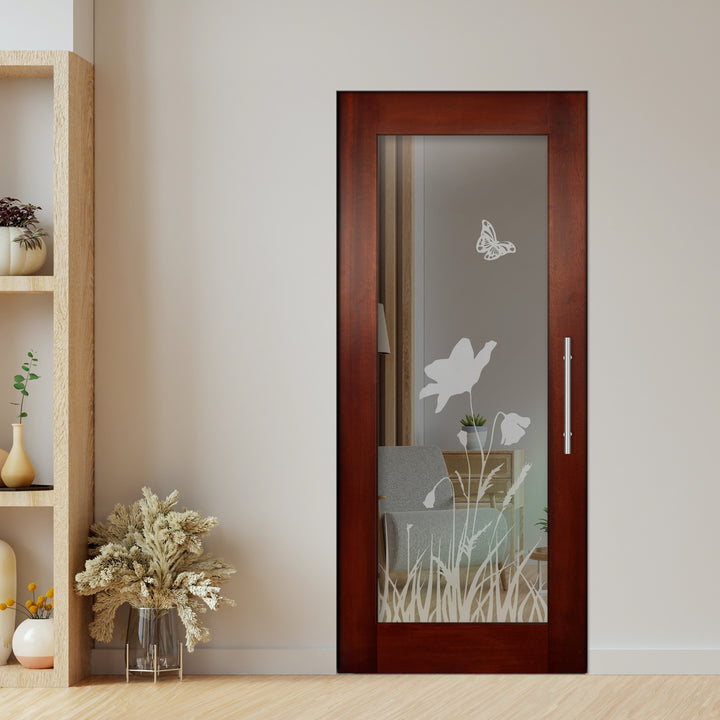 Self Closing Pivot Wooden Glass Door Pwgd - 0403