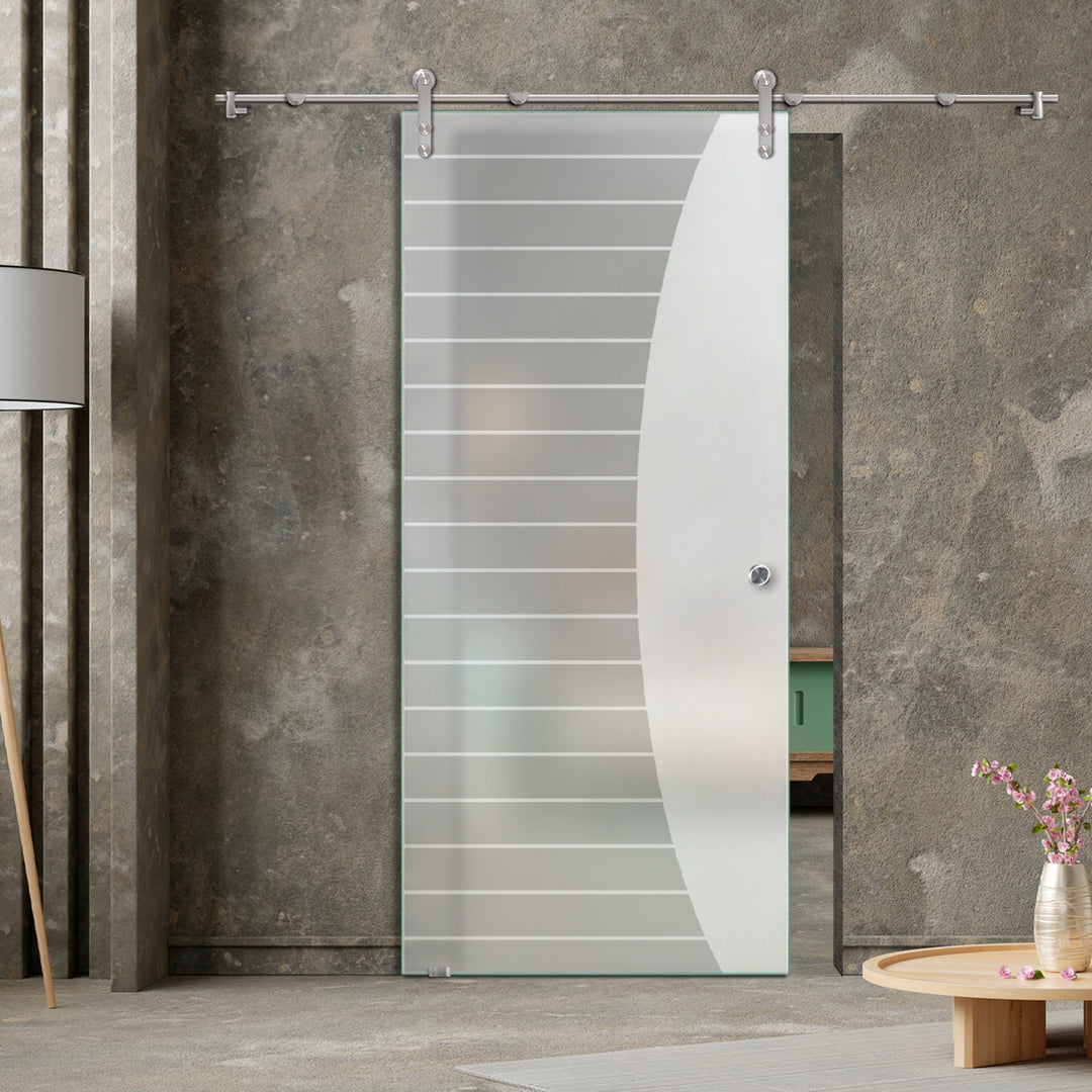GLASS SLIDING BARN DOOR WITH DESIGN V1000 GSBD - 3153 - DoorDiscounter