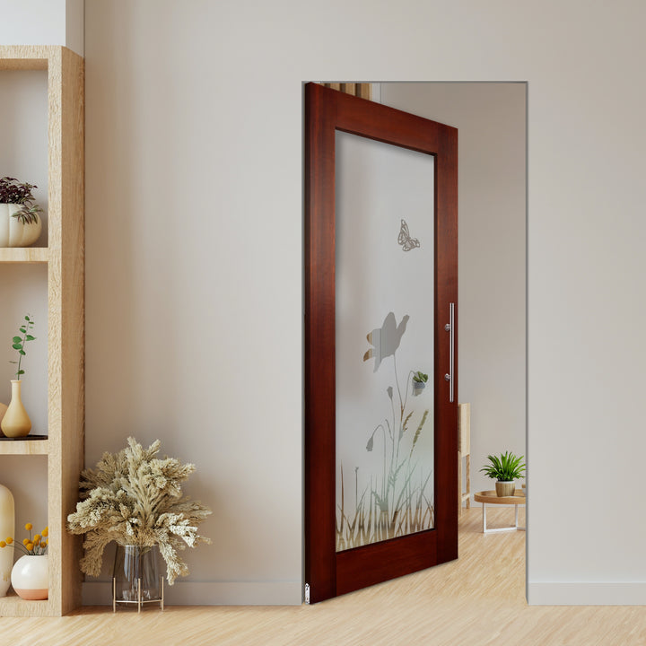 Self Closing Pivot Wooden Glass Door Pwgd - 0403