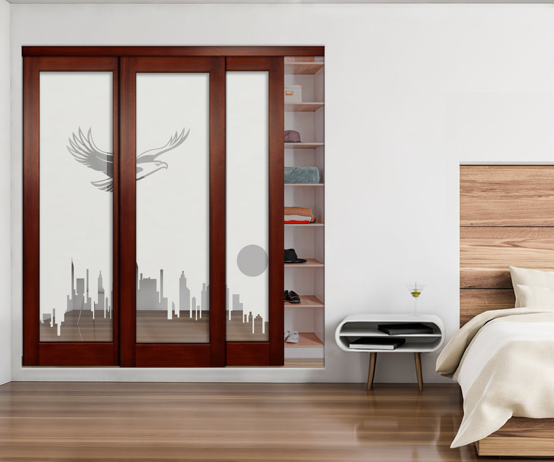 3 Leaf Mirror Effect Bypass Closet Door MEC3 - 0187 - DoorDiscounter