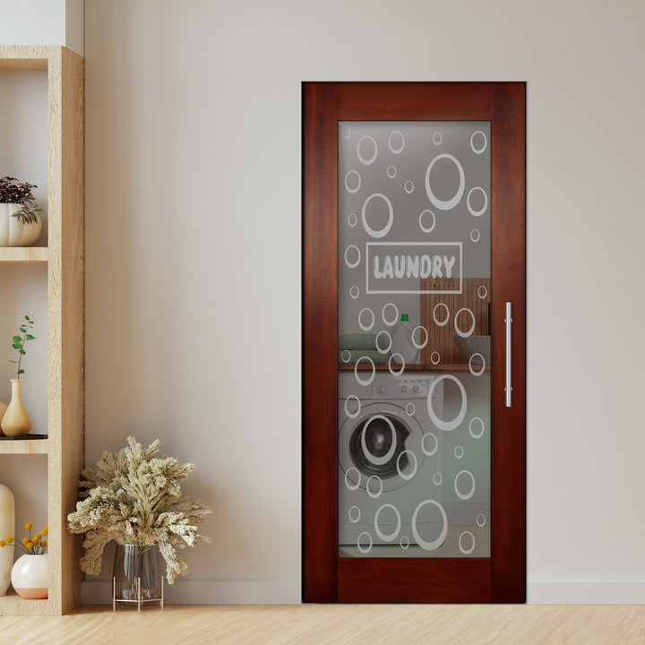 Self Closing Pivot Wooden Glass Door with Laundry Design Pwgd - 0431