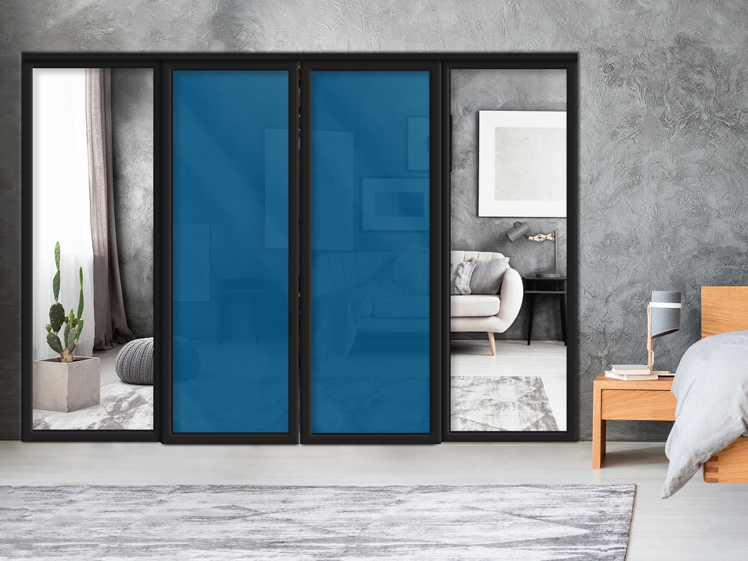 Sliding Bypass Closet Door with Glass & Mirror Panel Inserts MBS4 -0556 - DoorDiscounter