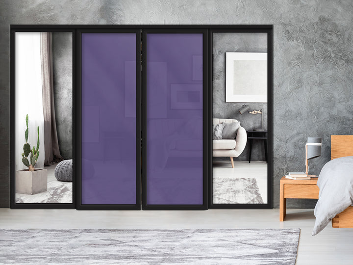 Sliding Bypass Closet Door with Glass & Mirror Panel Inserts MBS4 - 0551 - DoorDiscounter