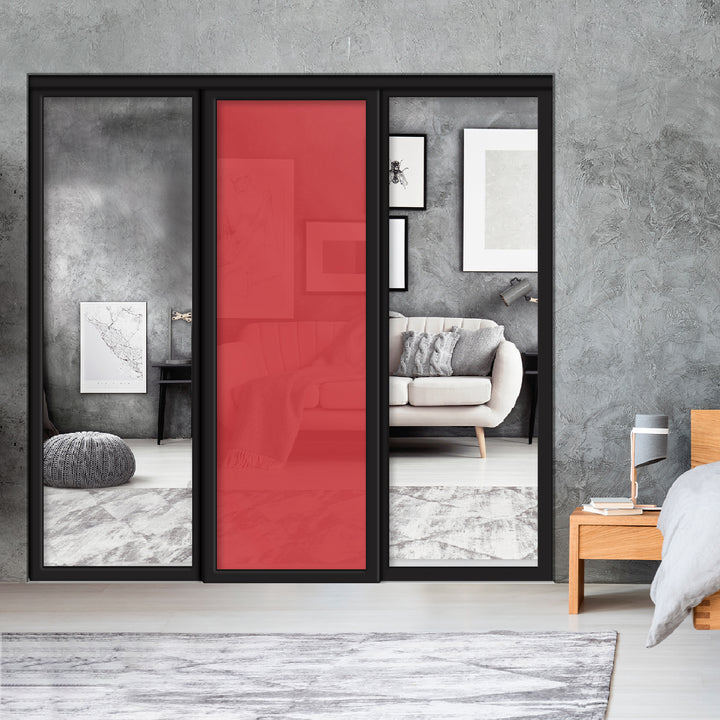Sliding Bypass Closet Door with Glass & Mirror Panel Inserts MBSD - 0539 - DoorDiscounter