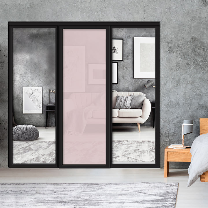 Sliding Bypass Closet Door with Glass & Mirror Panel Inserts MBSD - 0540 - DoorDiscounter