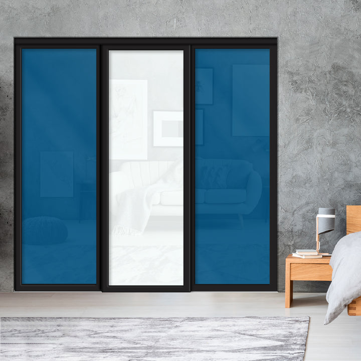 Sliding Bypass Closet Door with Glass & Mirror Panel Inserts MBSD - 0542 - DoorDiscounter