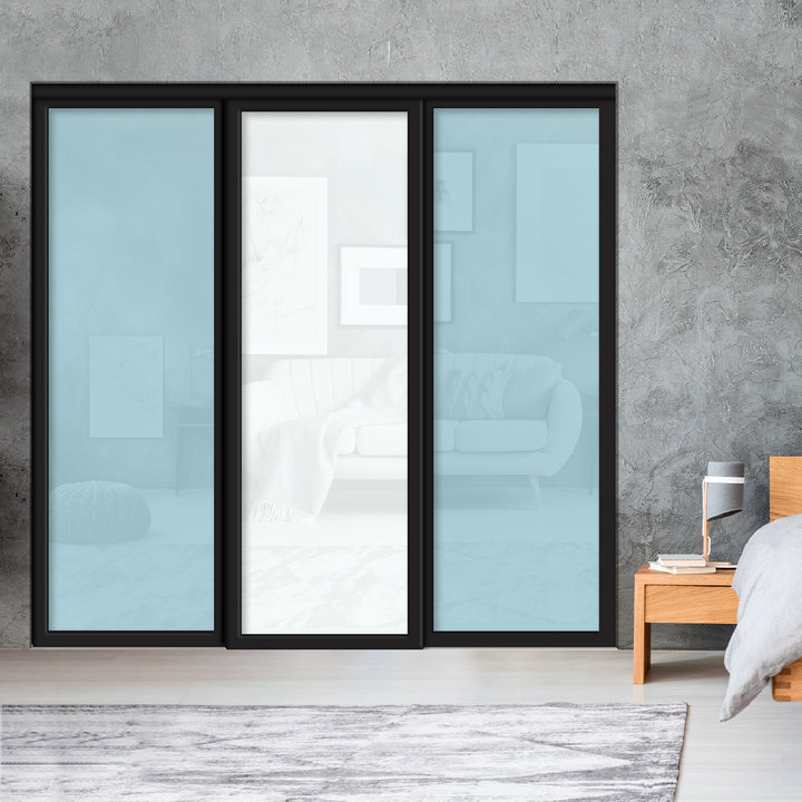 Sliding Bypass Closet Door with Glass & Mirror Panel Inserts MBSD - 0538 - DoorDiscounter