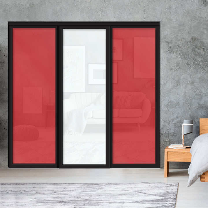 Sliding Bypass Closet Door with Glass & Mirror Panel Inserts MBSD - 0539 - DoorDiscounter