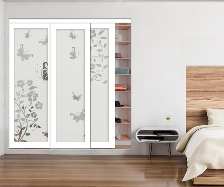 3 Leaf Mirror Effect Bypass Closet Door MEC3 - 0188 - DoorDiscounter