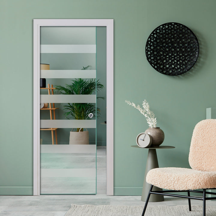 SLIDING POCKET GLASS DOOR WITH TRACK SYSTEM SPTS - 2554 - DoorDiscounter