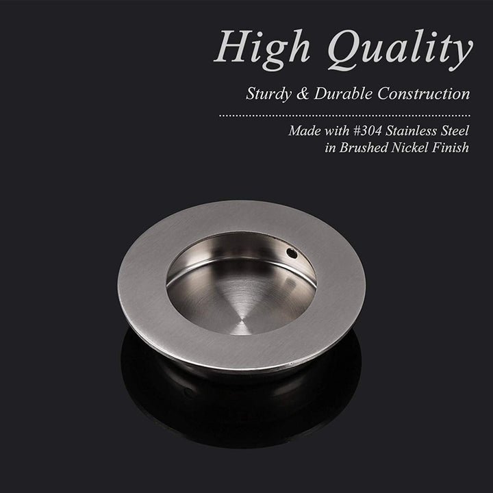Round Stainless Steel Flush Pull Handle Recessed Stainless KNUE - 3166 - DoorDiscounter
